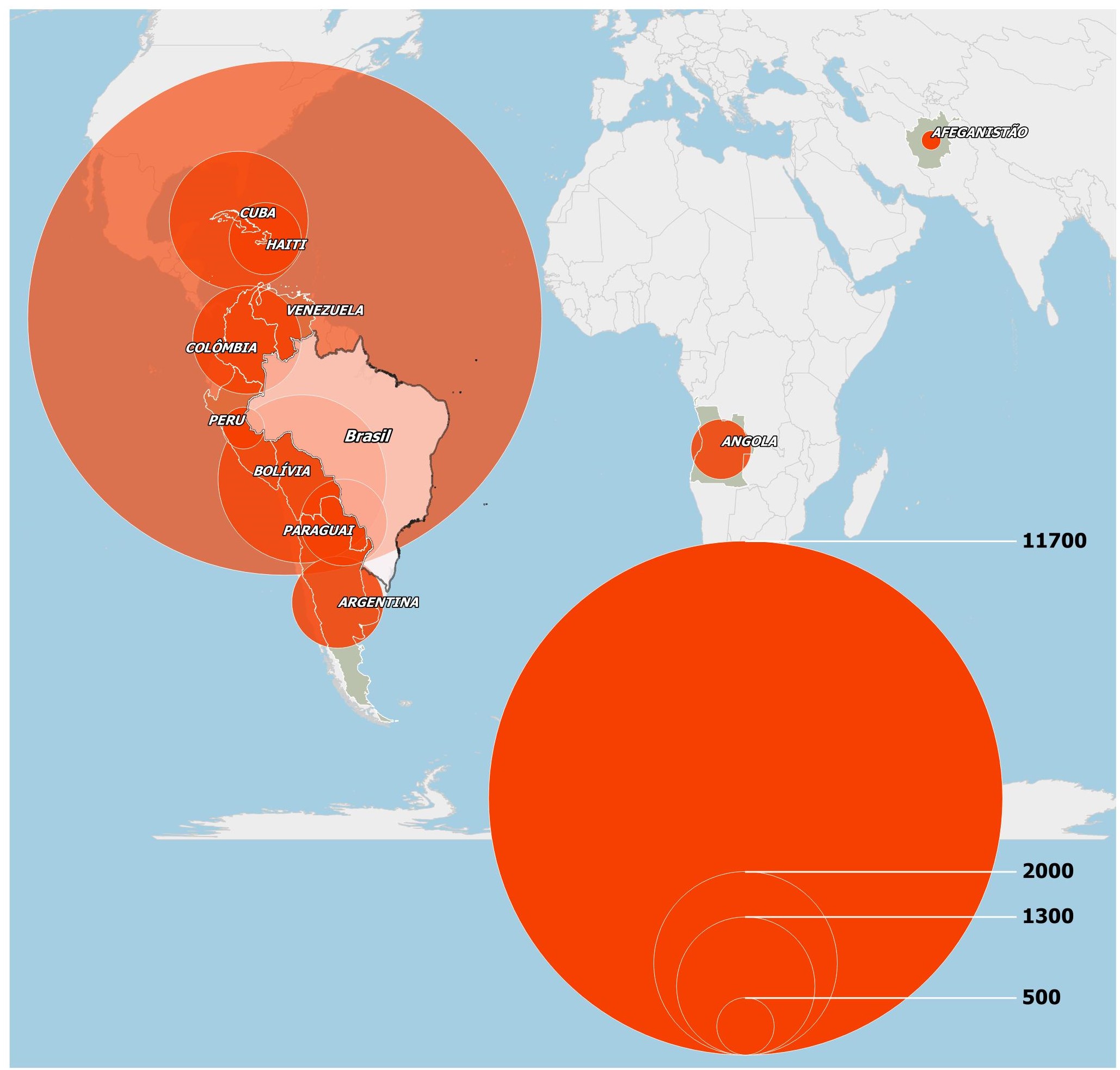 Número de registros de migrantes segundo principais países de nascimento Brasil maio de 2023