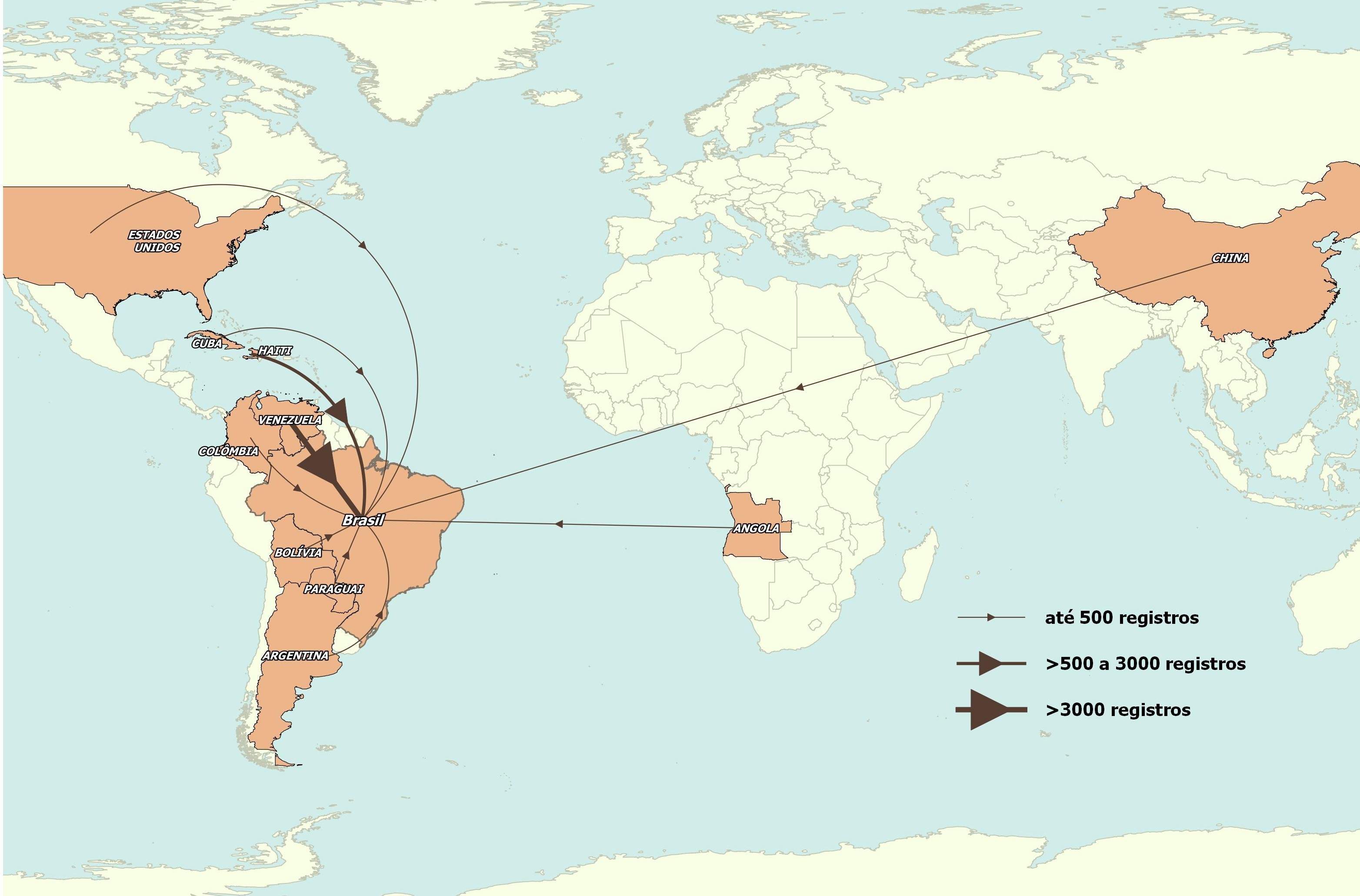 Mapa2 Número de registros de imigrantes segundo principais países Brasil junho de 2021