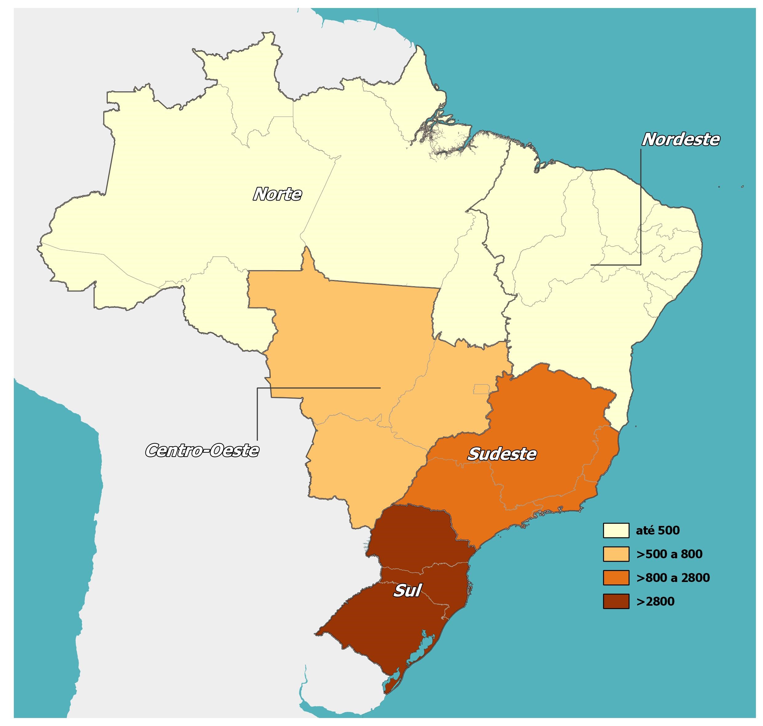 Número de vagas de trabalho criadas para trabalhadores imigrantes no mercado de trabalho formal segundo Grandes Regiões Brasil março de 2024
