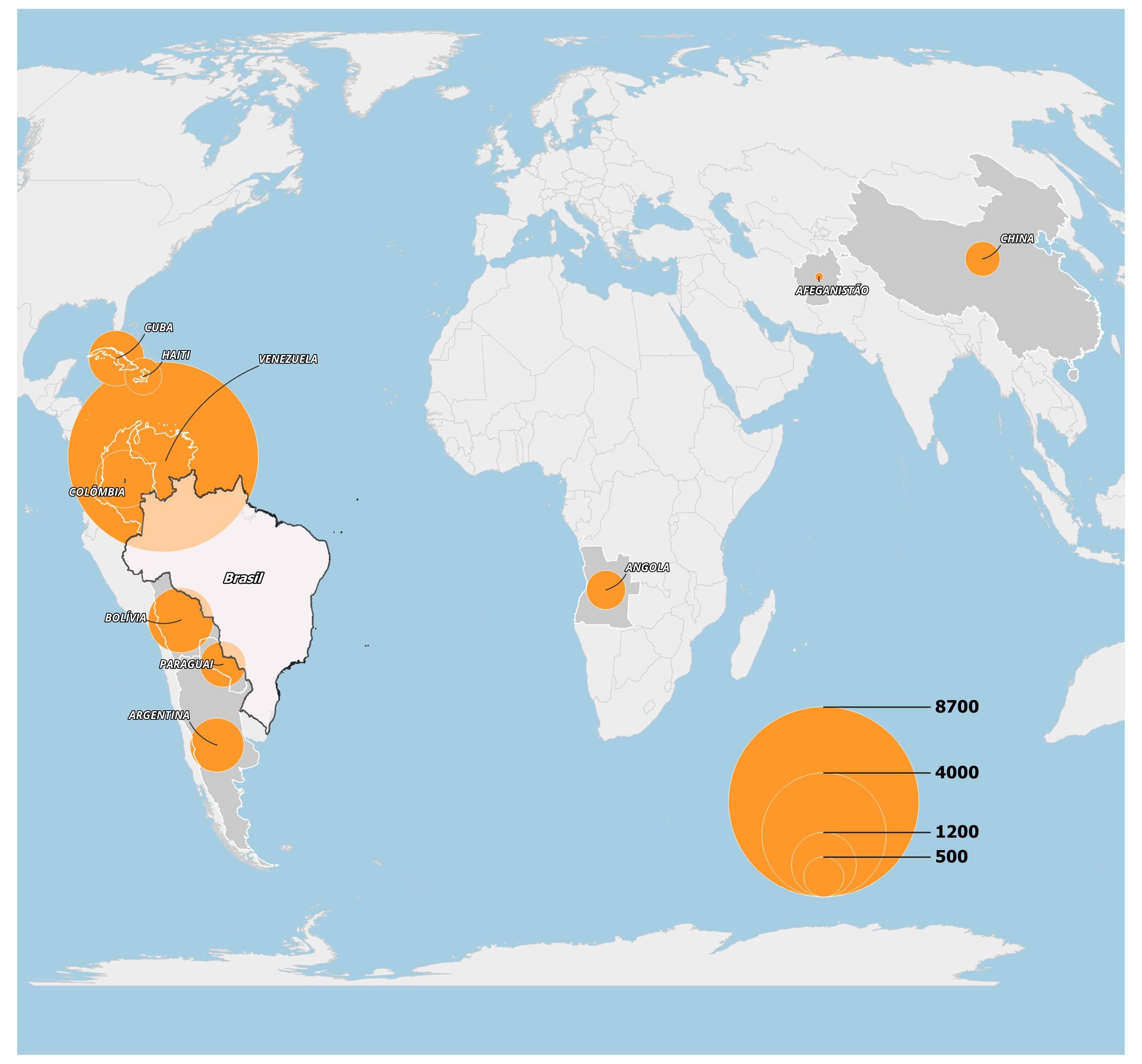 Número de registros de migrantes segundo principais países de nascimento Brasil junho de 2024