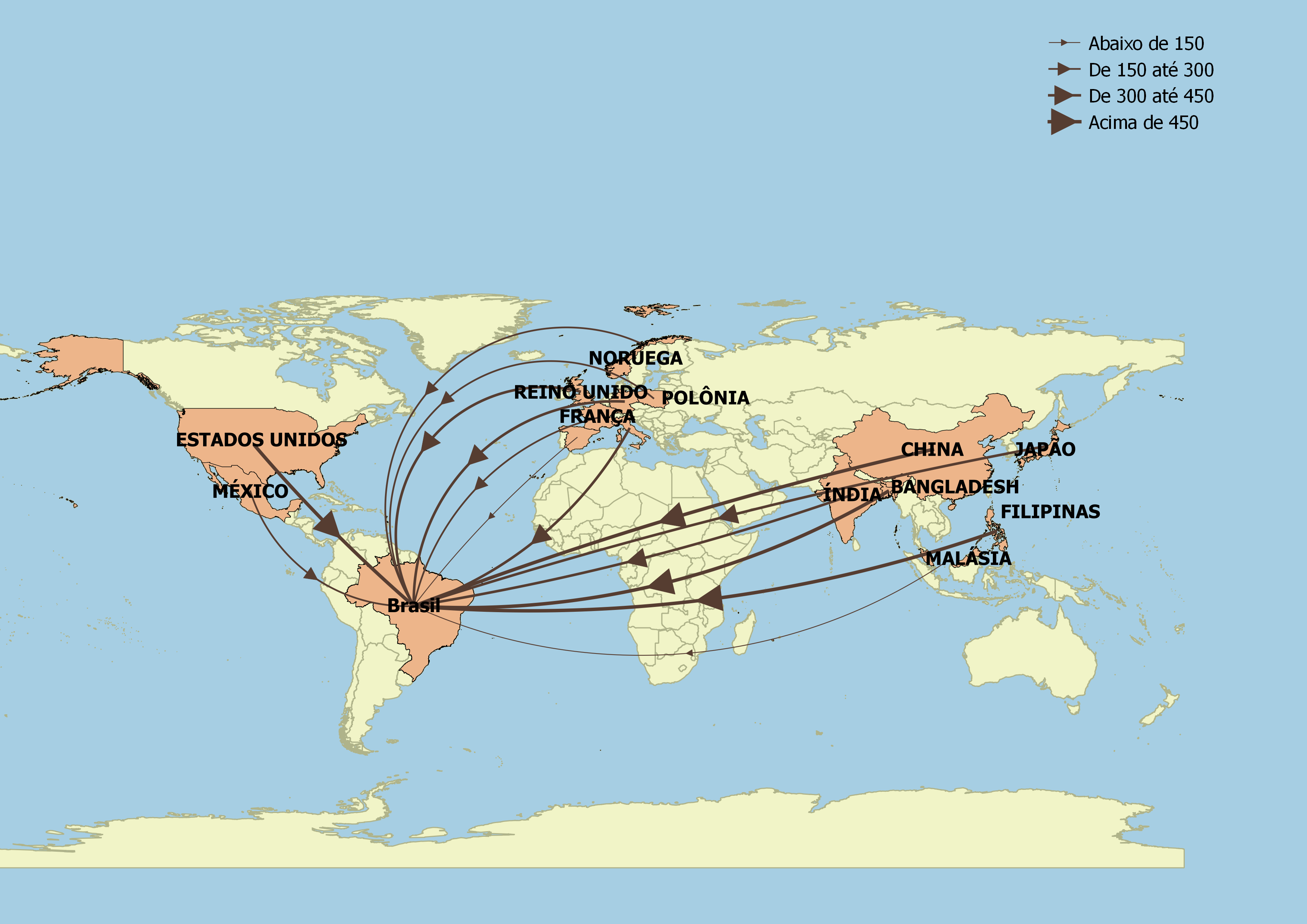Número de autorizações concedidas segundo Países Brasil 1º trimestre de 2025