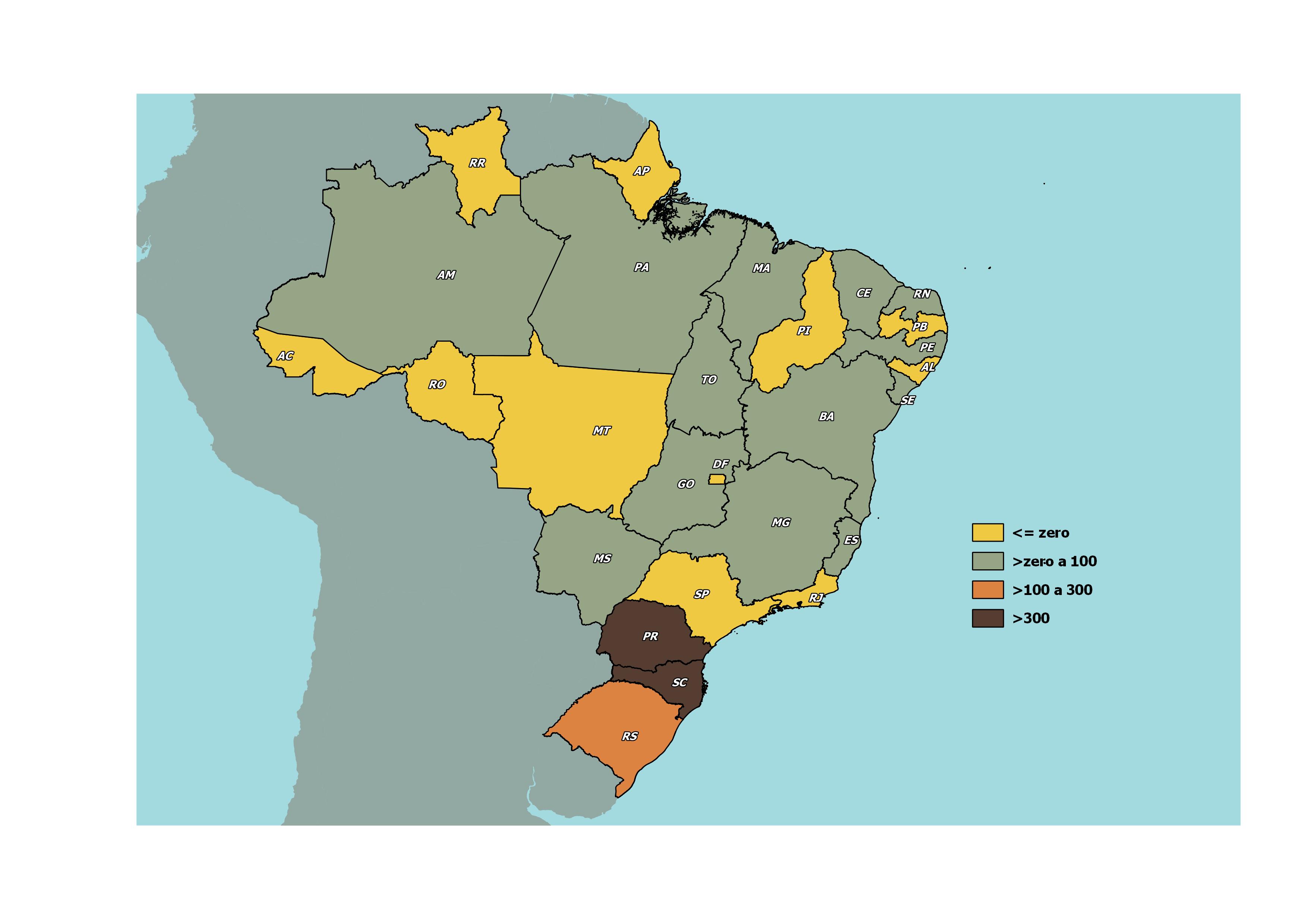 Postos de trabalhos criados para imigrantes segundo Unidade da Federação Brasil abril 2021